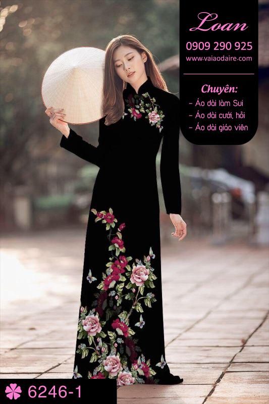 Vải áo dài hoa trên dưới