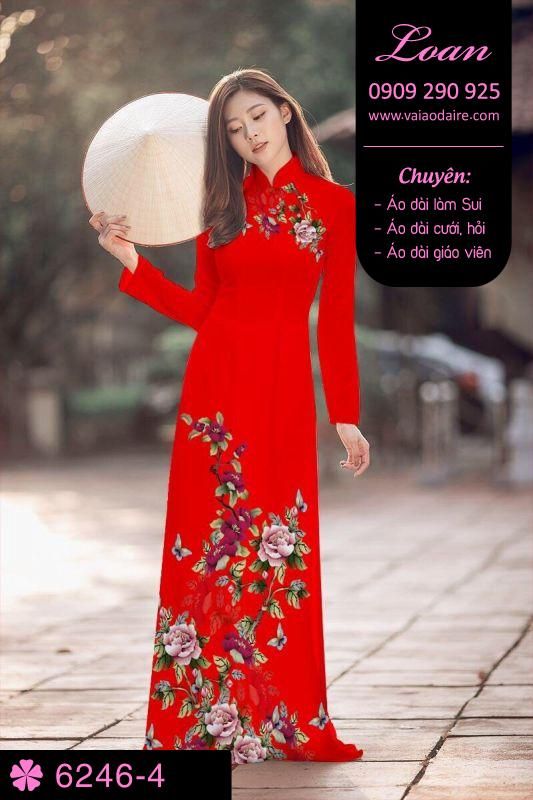 Vải áo dài hoa trên dưới