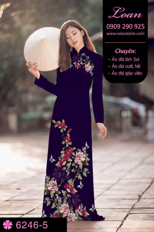 Vải áo dài hoa trên dưới