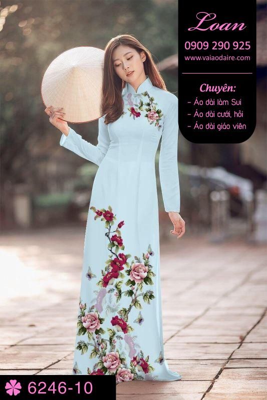 Vải áo dài hoa trên dưới