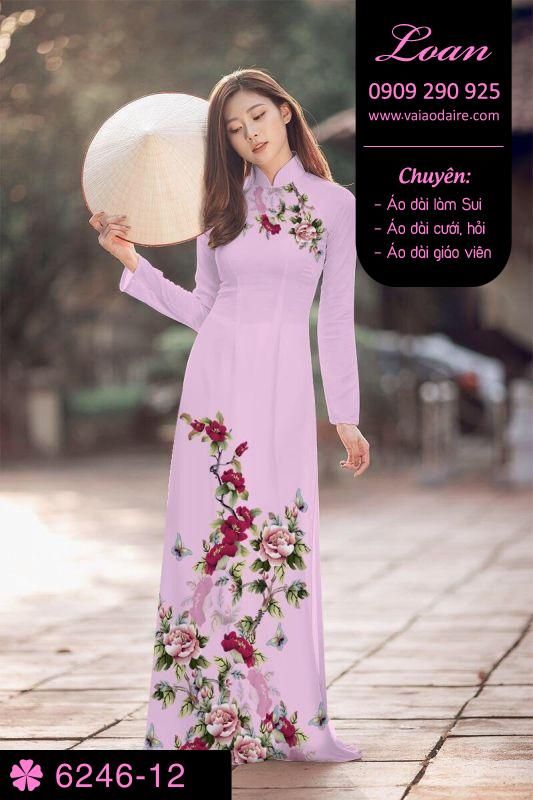 Vải áo dài hoa trên dưới