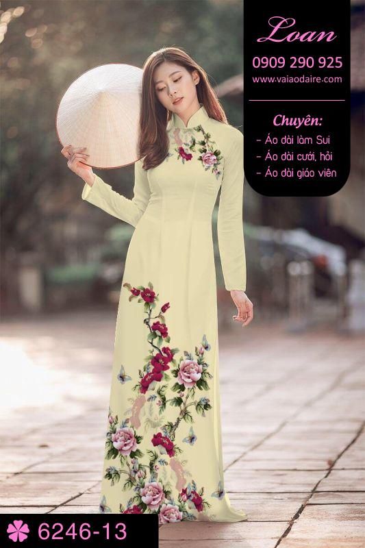 Vải áo dài hoa trên dưới