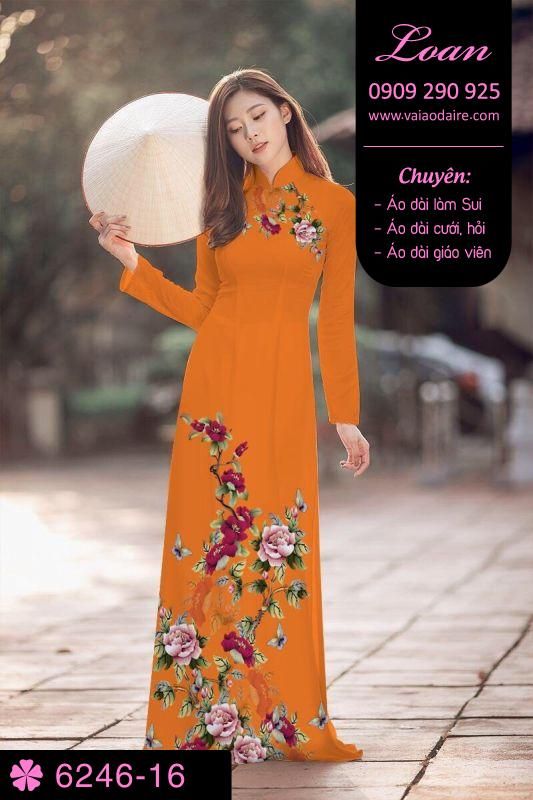 Vải áo dài hoa trên dưới