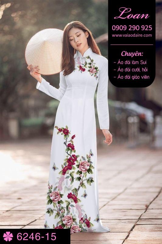 Vải áo dài hoa trên dưới