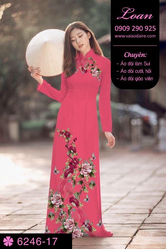 Vải áo dài hoa trên dưới