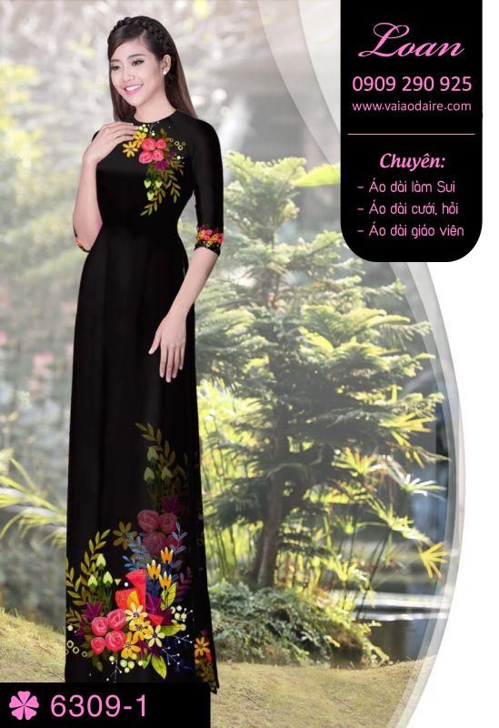 Vải áo dài hoa trên dưới