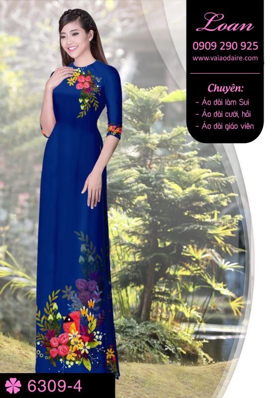 Vải áo dài hoa trên dưới