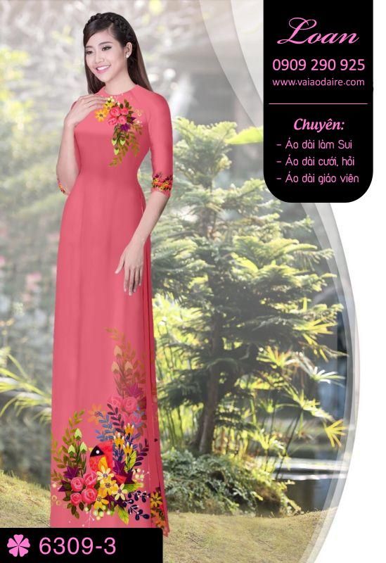 Vải áo dài hoa trên dưới