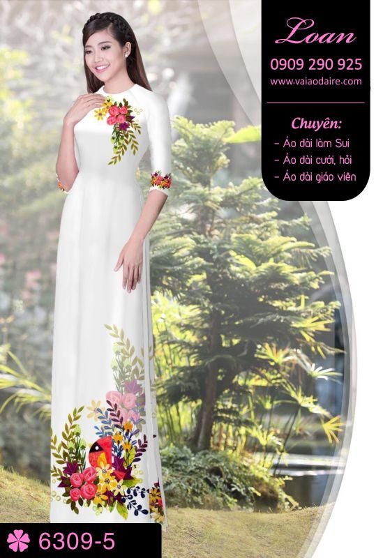 Vải áo dài hoa trên dưới