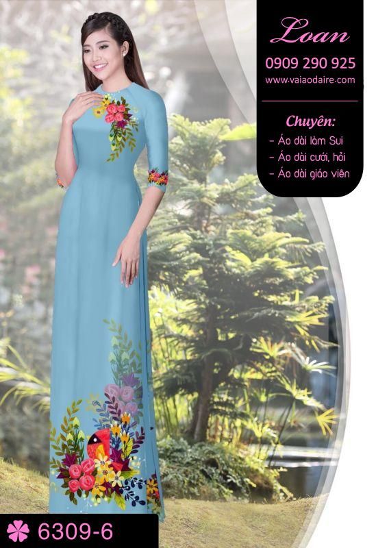 Vải áo dài hoa trên dưới