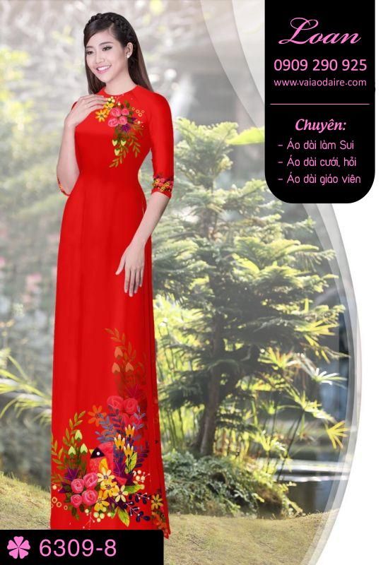 Vải áo dài hoa trên dưới