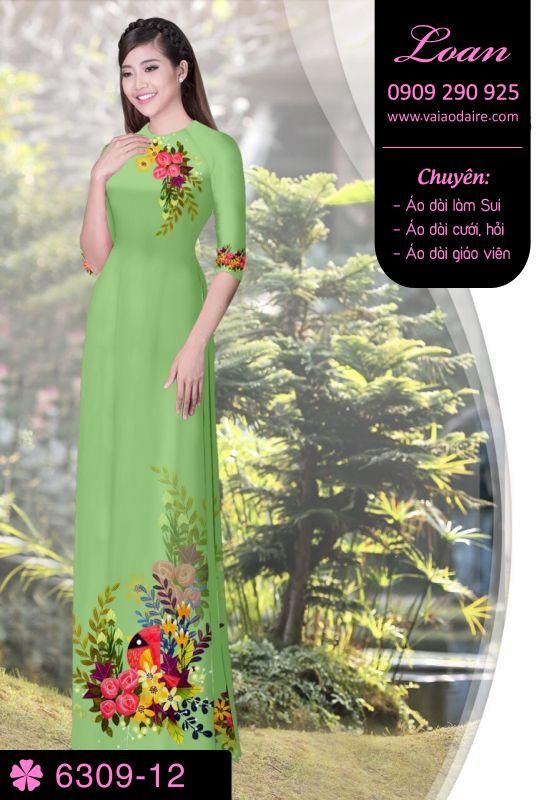 Vải áo dài hoa trên dưới