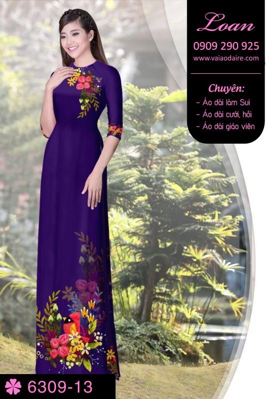 Vải áo dài hoa trên dưới