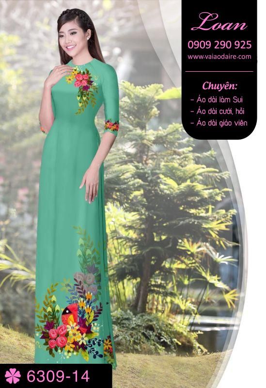 Vải áo dài hoa trên dưới