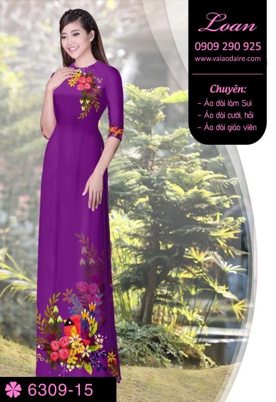 Vải áo dài hoa trên dưới