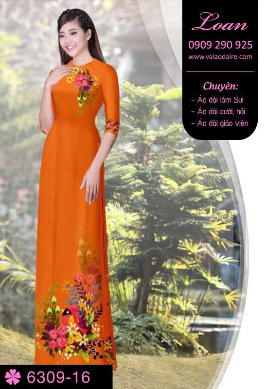 Vải áo dài hoa trên dưới