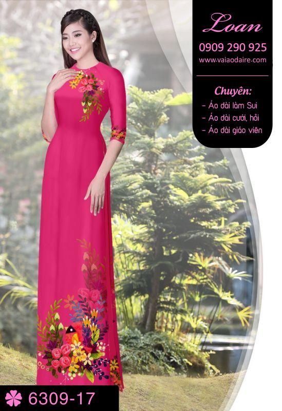Vải áo dài hoa trên dưới