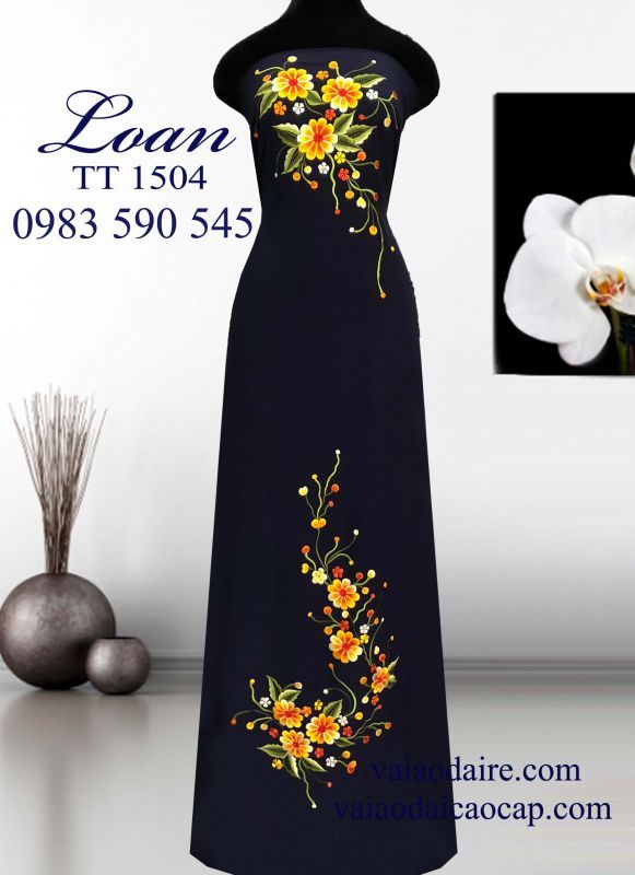 Vải áo dài thêu hoa