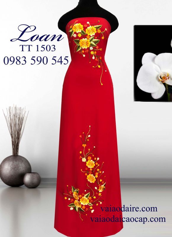 Vải áo dài thêu hoa