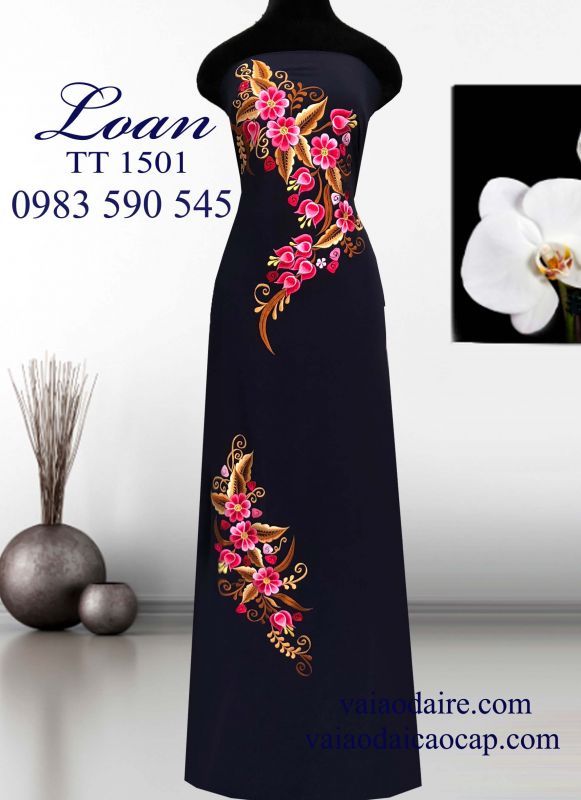 Vải áo dài thêu hoa