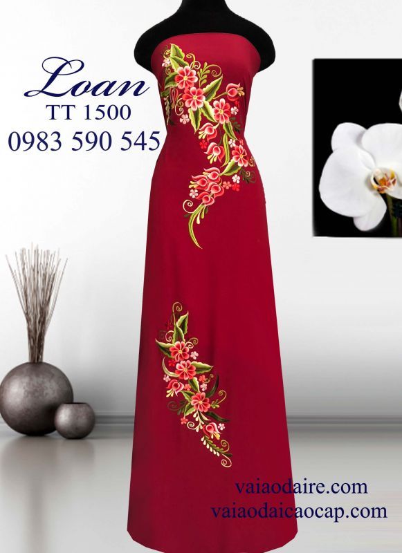 Vải áo dài thêu hoa