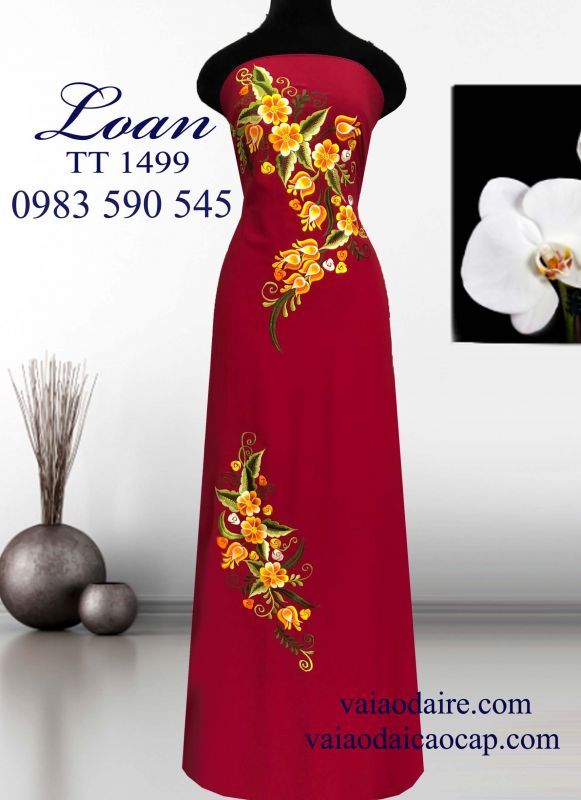 Vải áo dài thêu hoa