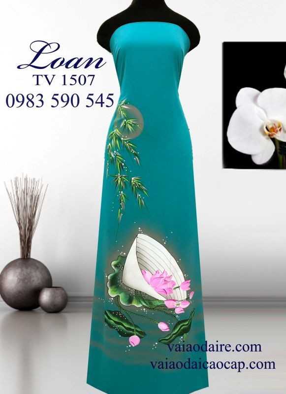 Vải áo dài vẽ nón lá