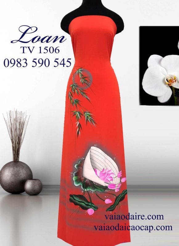 Vải áo dài vẽ nón lá