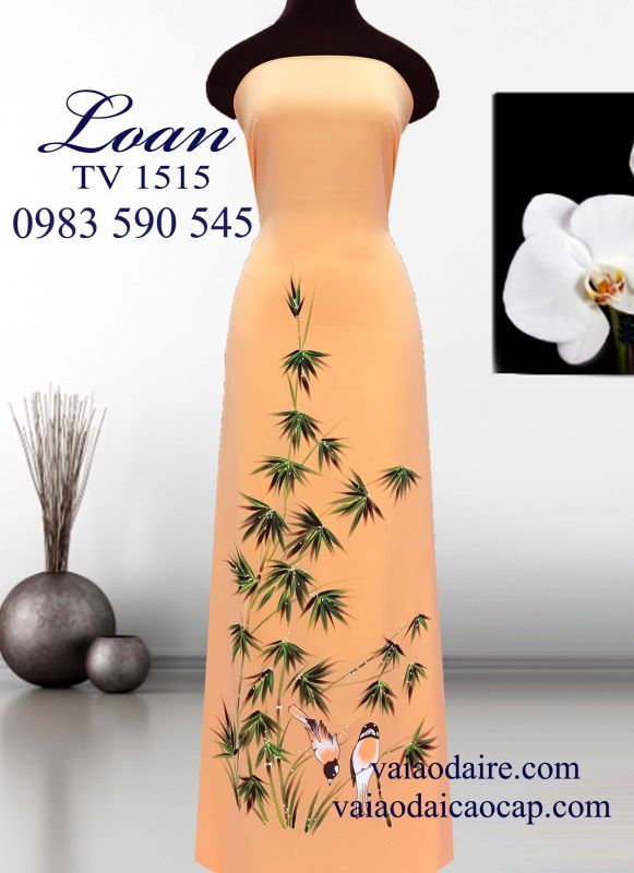 Vải áo dài thái tuấn vẽ cành trúc