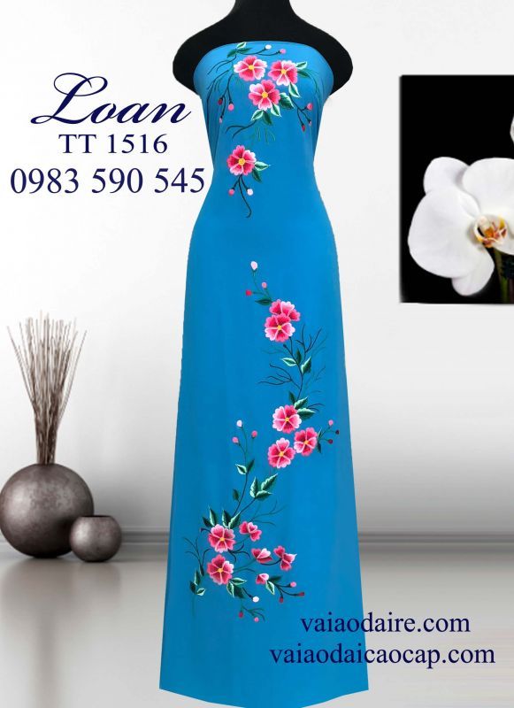 Vải áo dài thêu hoa dây