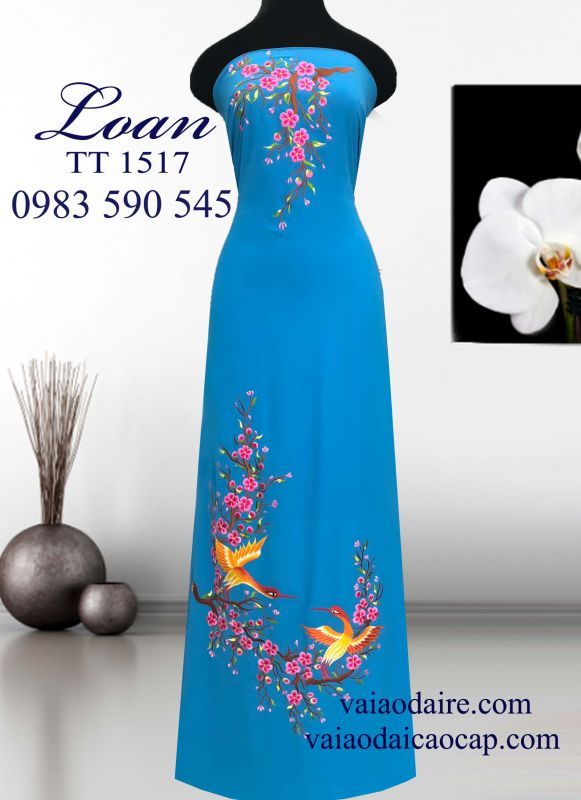 Vải áo dài thêu hoa dây