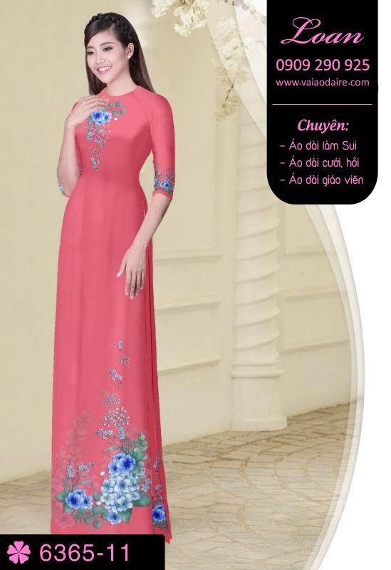 Vải áo dài hoa trên dưới
