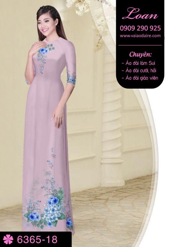 Vải áo dài hoa trên dưới