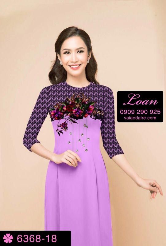 Vải áo dài hoa 3D
