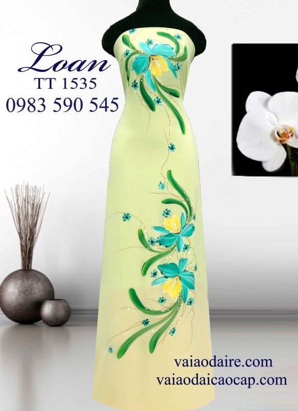 Vải áo dài vẽ hoa