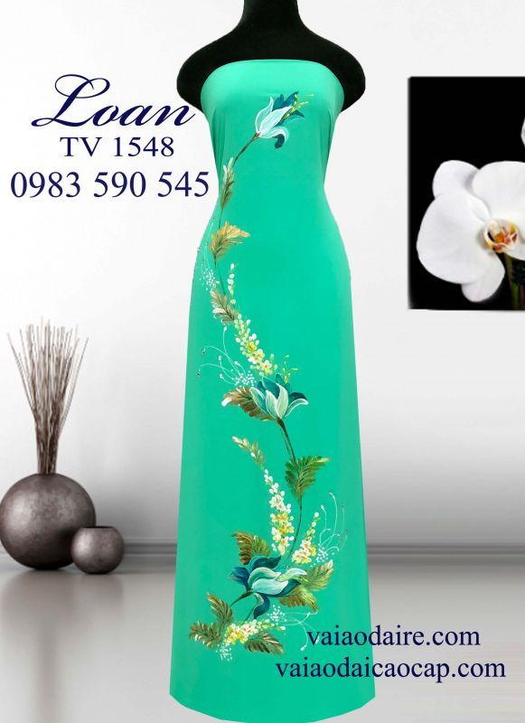 Vải áo dài vẽ hoa dây