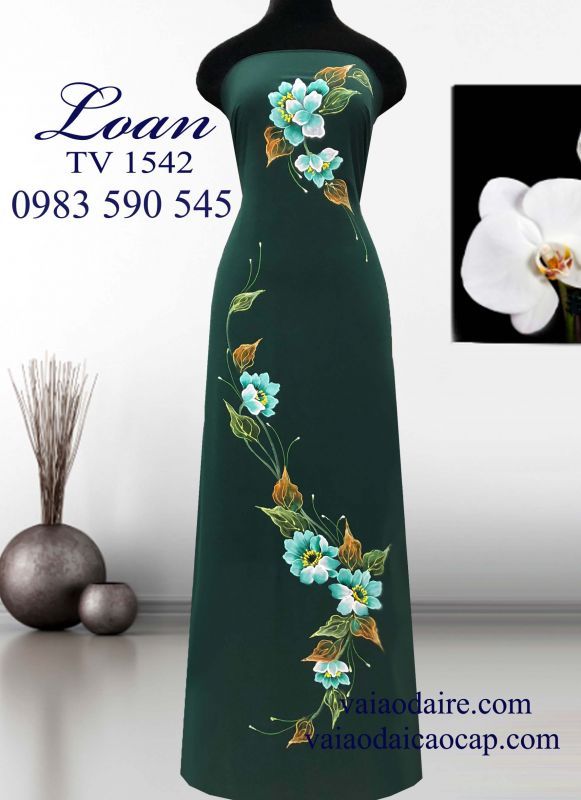 Vải áo dài vẽ hoa dây