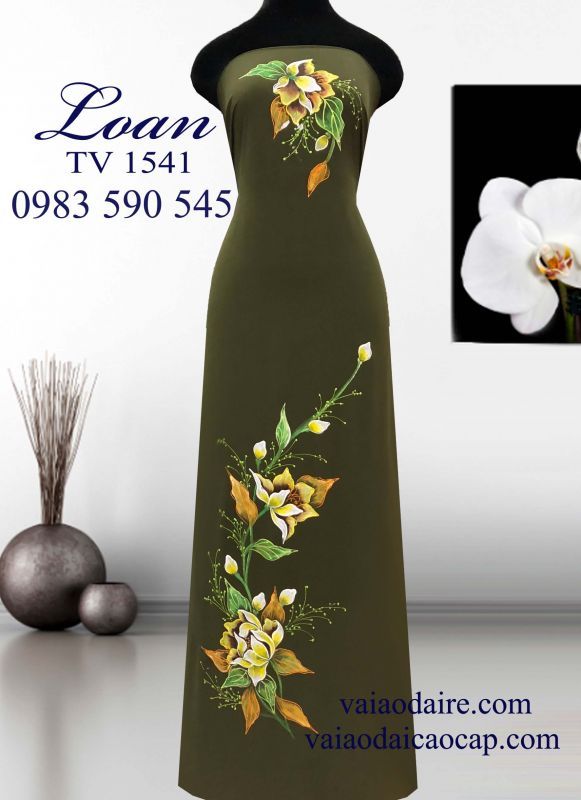 Vải áo dài vẽ hoa dây