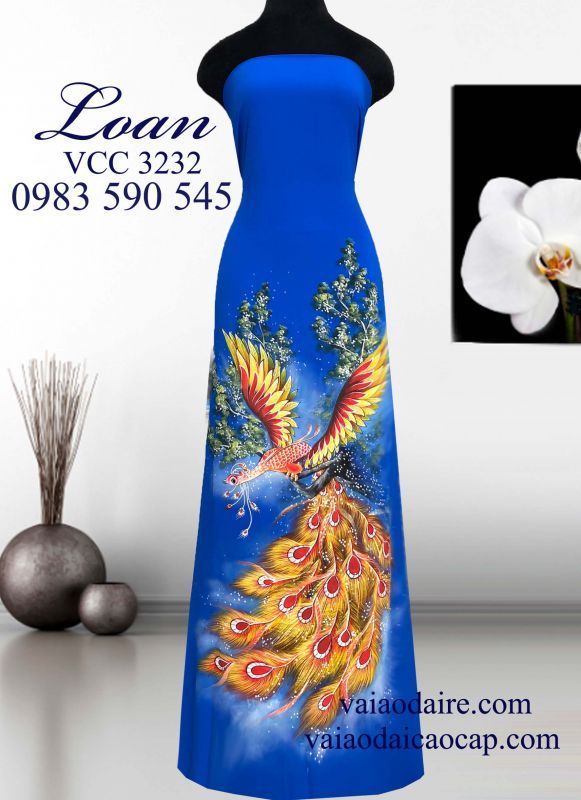 Vải áo dài Thái Tuấn vẽ Phượng Hoàng