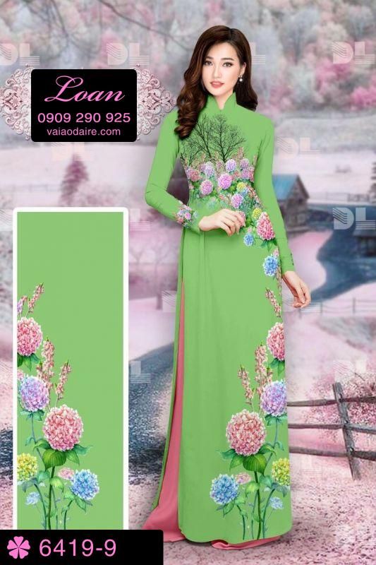 Vải áo dài hoa Cẩm Tú Cầu