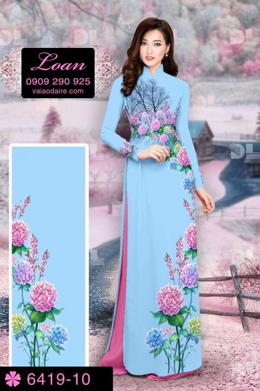 Vải áo dài hoa Cẩm Tú Cầu