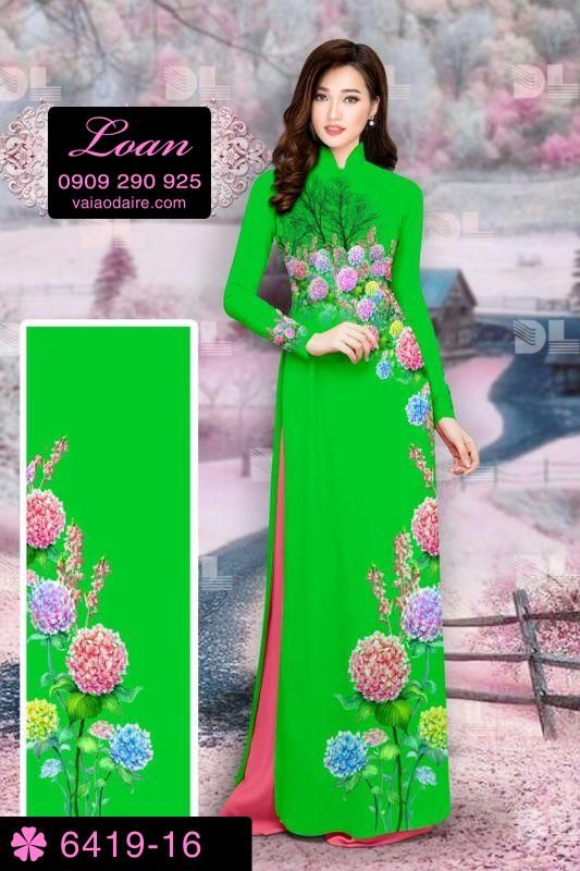 Vải áo dài hoa Cẩm Tú Cầu