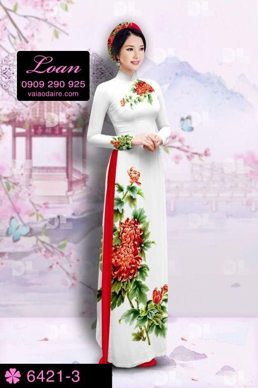 Vải áo dài hoa 3D