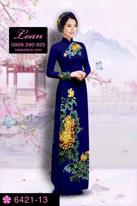 Vải áo dài hoa 3D