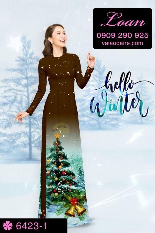 Vải áo dài cây Thông Noel