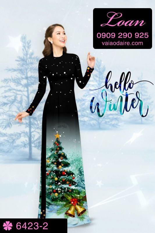Vải áo dài cây Thông Noel