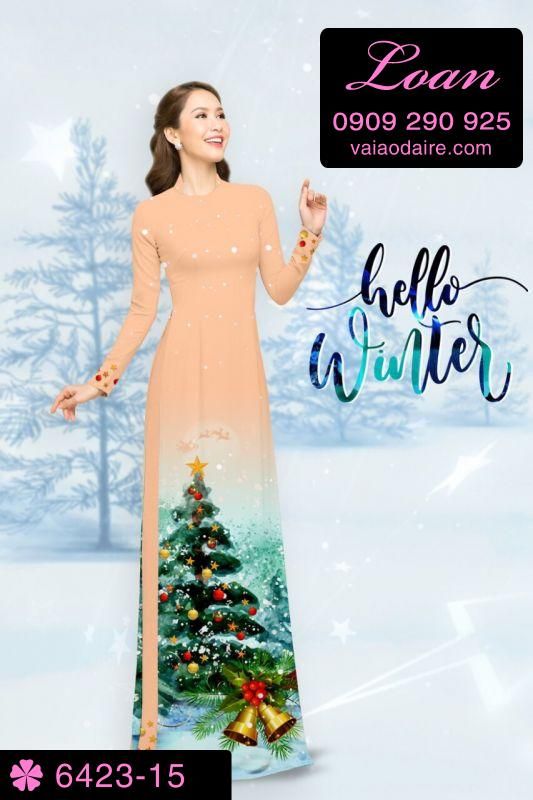 Vải áo dài cây Thông Noel