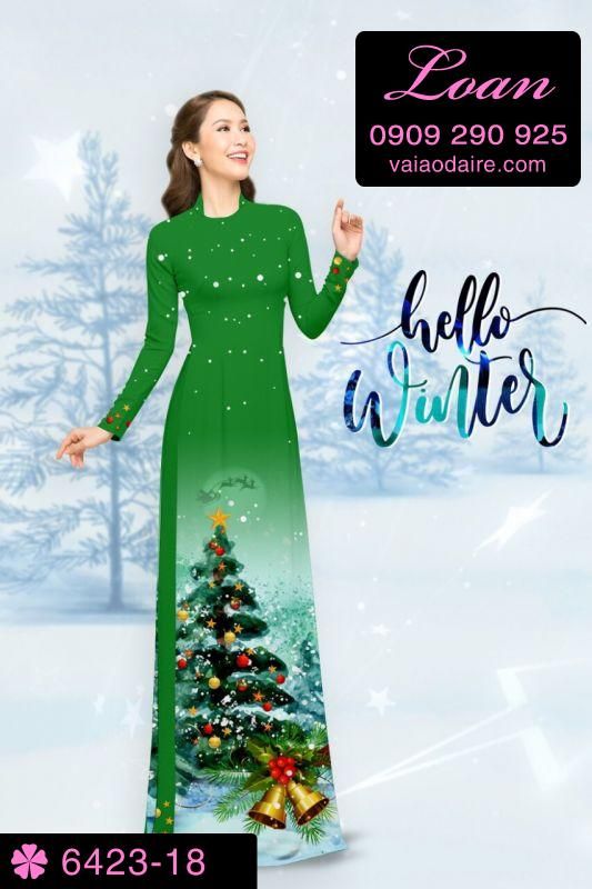 Vải áo dài cây Thông Noel