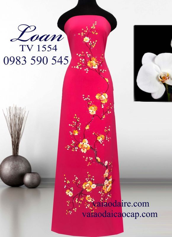 Vải áo dài vẽ hoa mai