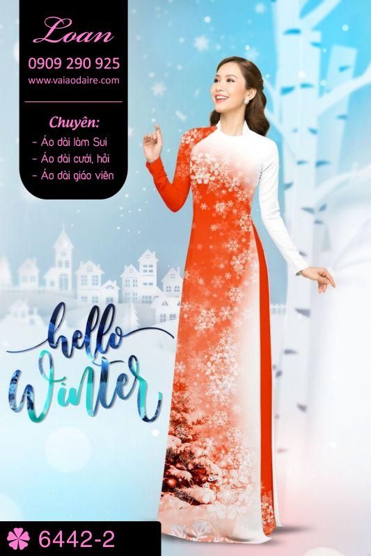 Vải áo dài hoa tuyết Noel